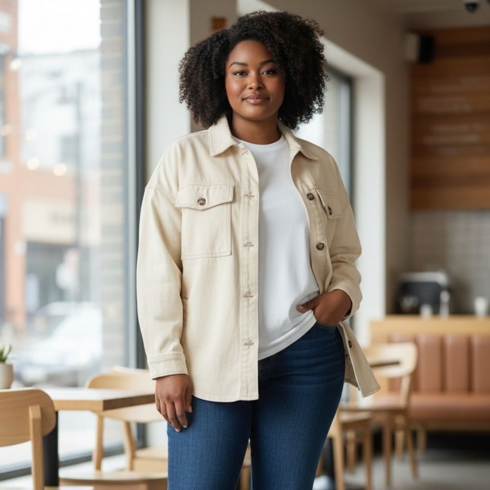 ✨ Cream Denim Chore Jacket / Utility jacket unisex